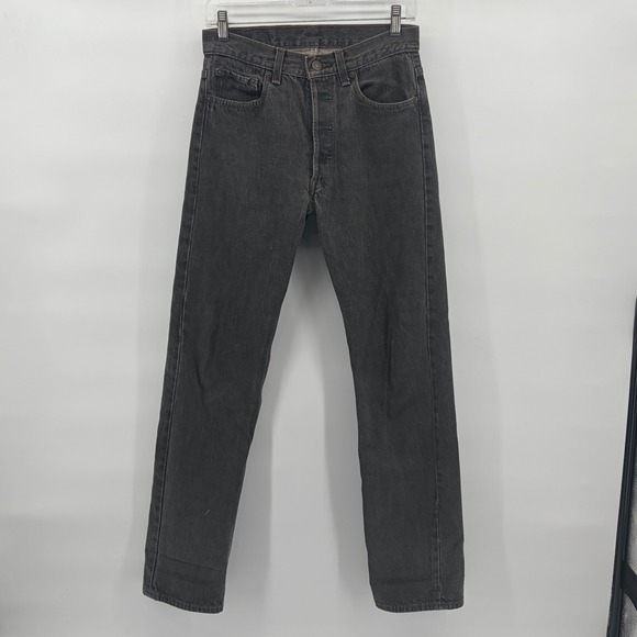 Vtg 80s Levis 501 Jeans Faded Black Made in USA Straight Leg Button Fly W29 L32